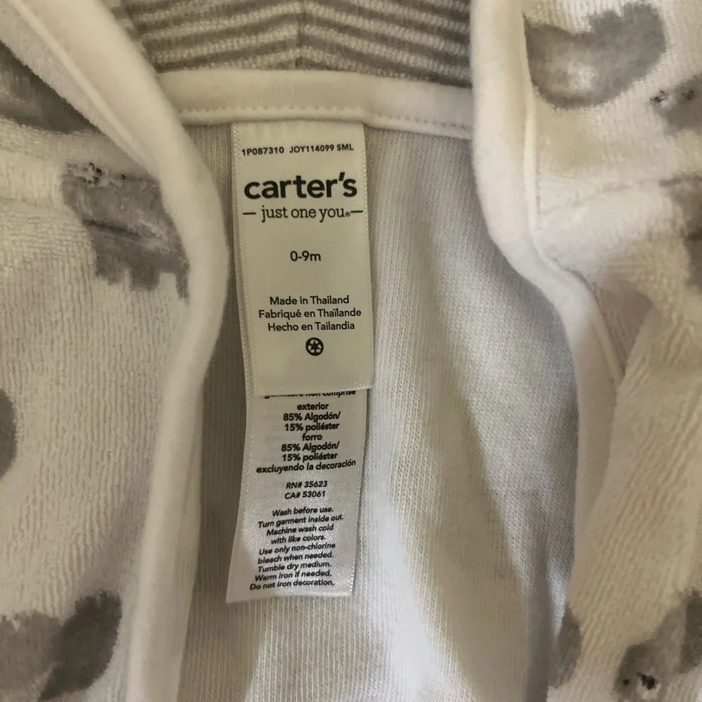 Carters Baby Bath Robe with Tie and Hood